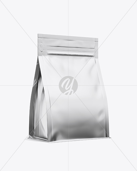 Metallic Coffee Bag Mockup - Half Side View