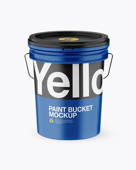 Matte Plastic Paint Bucket Mockup (High-Angle Shot)