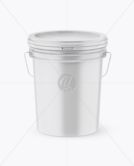 Matte Plastic Paint Bucket Mockup (High-Angle Shot)