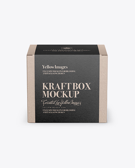 Kraft Box Mockup - Front View (High-Angle Shot)