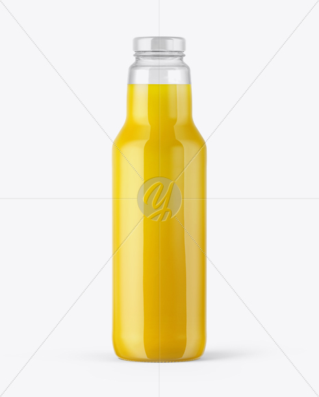 Clear Glass Bottle With Orange Juice Mockup