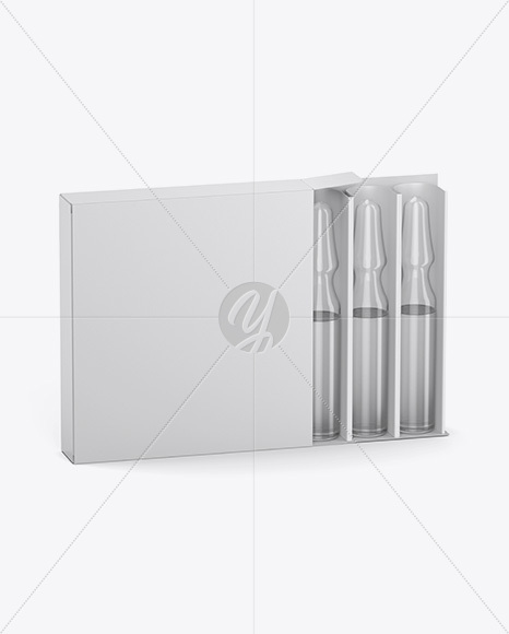 Clear Glass Ampoules Pack Mockup - Half Side View (High-Angle Shot)