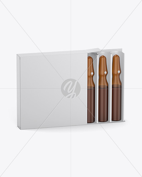 Amber Glass Ampoules Pack Mockup - Half Side View (High-Angle Shot)