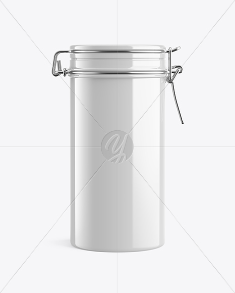 Glossy Storage Jar With Swing Top Mockup