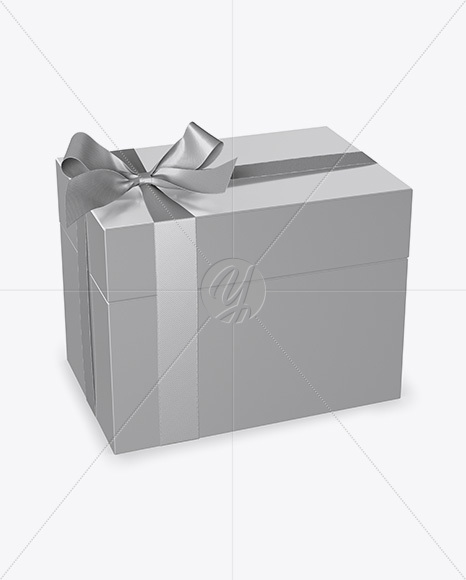 Metallic Gift Box Mockup - Half Side View