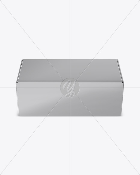 Metallic Box Mockup - Front View (High-Angle Shot)