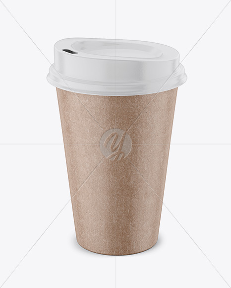 Kraft Coffee Cup Mockup – Front View (High Angle Shot)