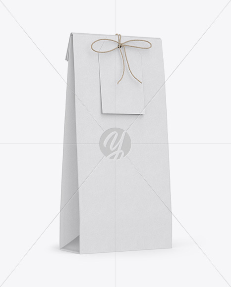 Kraft Paper Bag W/ Label Mockup - Half Side View