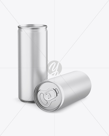 Two Aluminium Cans With Metallic Finish Mockup