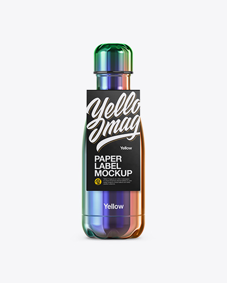 250ml Chameleon Stainless Steel Bottle with Label Mockup - Steel mug mockup