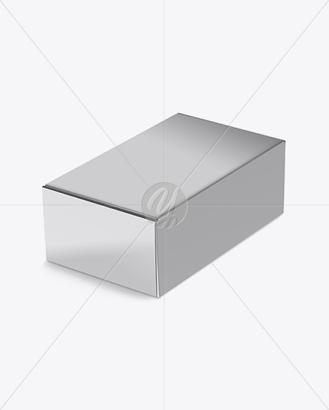 Metallic Box Mockup - Half Side View (High-Angle Shot)