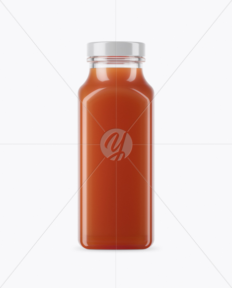 Clear Glass Bottle With Grapefruit Juice Mockup