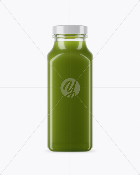 Clear Glass Bottle With Green Smoothie Mockup