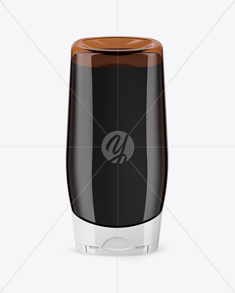 Amber Plastic Bottle Mockup - Front View (High-Angle Shot) Amber Plastic Bottle Mockup - Front View (High-Angle Shot)