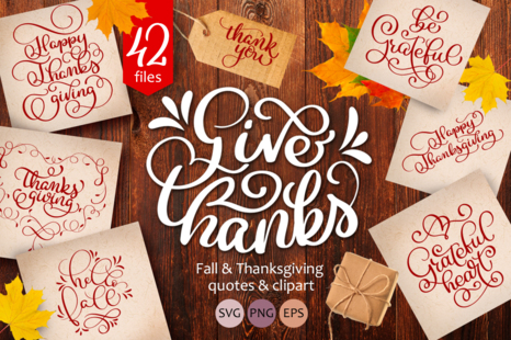 Lettering and calligraphy collection for Thanksgiving Day - Fall illustration