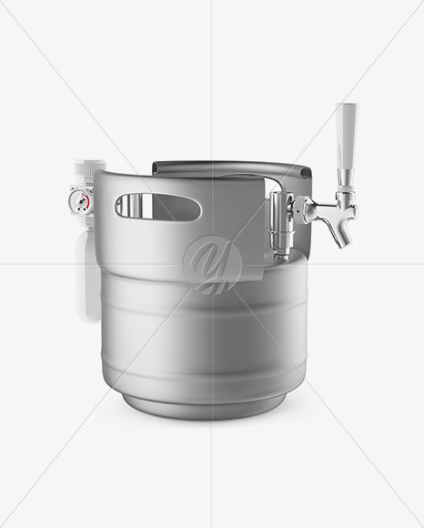 Matte Metallic Beer Keg Mockup - Half Side View