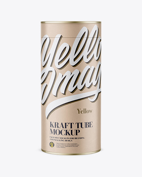 Kraft Tube Mockup - Front View - Cardboard+brown