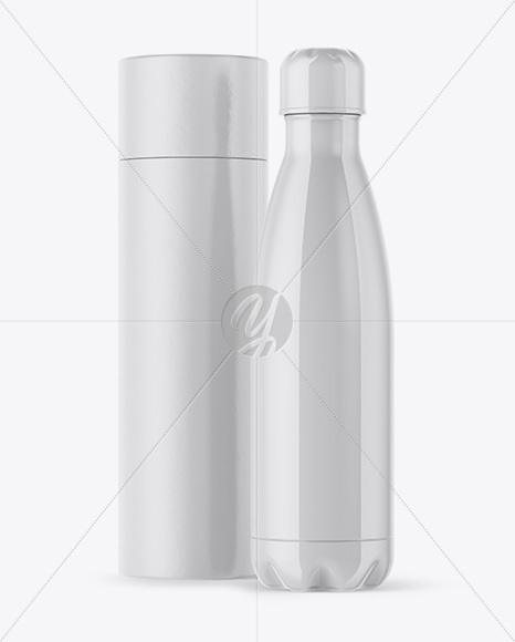 500ml Glossy Bottle with Paper Tube Mockup