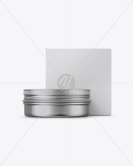 Metallic Lip Balm Tin With Matte Box Mockup - Front View