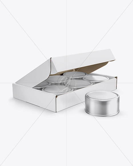 5oz Cans Box with One Can Outside Mockup - Half Side View - Free