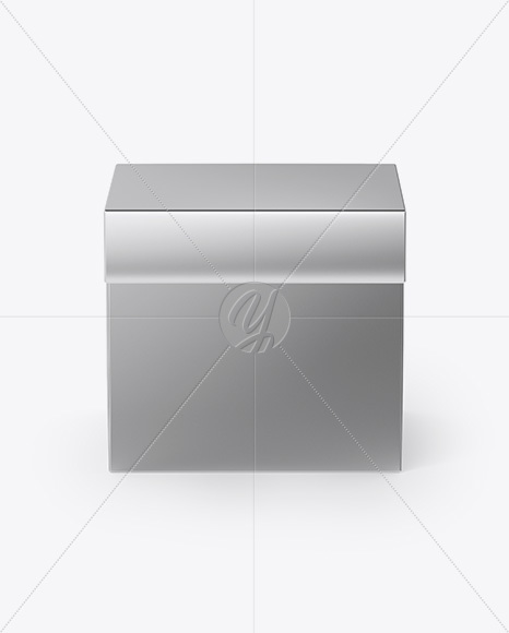 Metallic Square Box Mockup - Front View (High-Angle Shot)