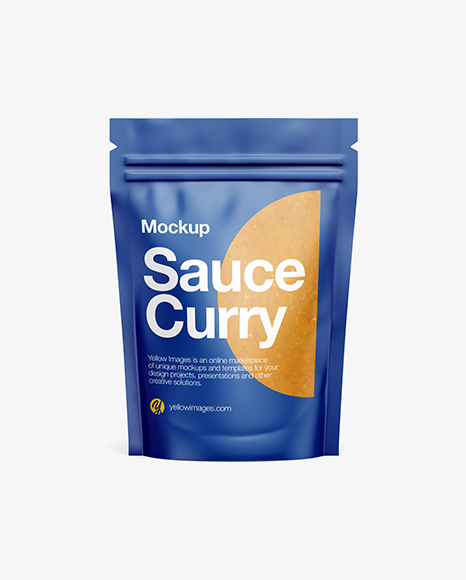 Matte Transparent Stand-Up Pouch W Curry Sauce Mockup - Front View - Transparent+Pouch+Packaging+Mockup