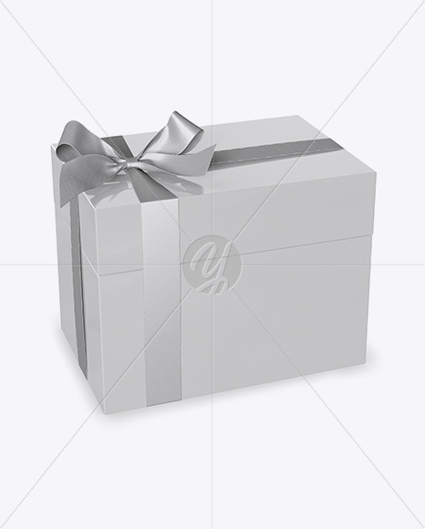 Glossy Gift Box Mockup - Half Side View