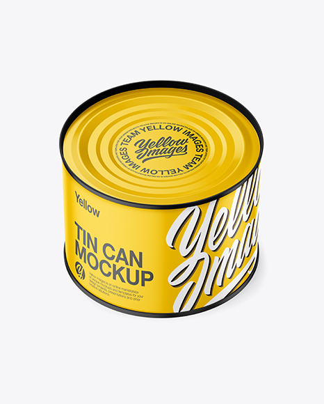 Matte Tin Can Mockup - High-Angle Shot - Fish packaging mockup