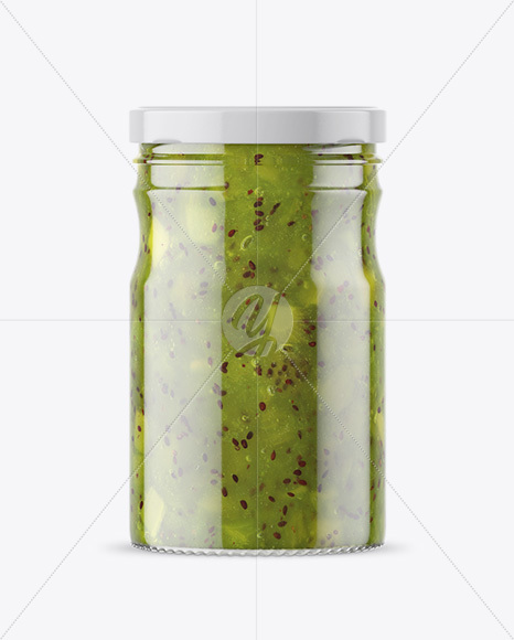 Clear Glass Jar with Kiwi Jam Mockup