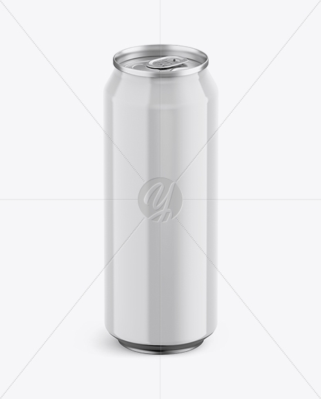 Glossy Aluminium Can Mockup - Front View (High-Angle Shot)