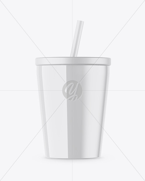 Glossy Soda Cup With Straw Mockup - Free Download Images High Quality