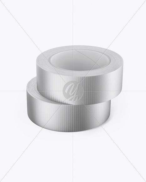 Two Metallic Duct Tape Rolls Mockup - Front View