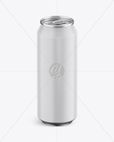 Matte Aluminium Can Mockup - Front View (High-Angle Shot)