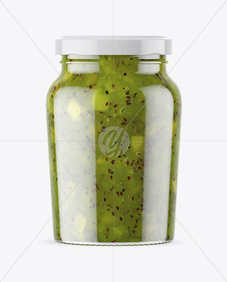 Clear Glass Jar with Kiwi Jam Mockup