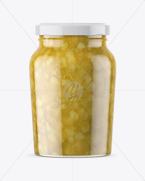 Clear Glass Jar with Pear Jam Mockup Clear Glass Jar with Pear Jam Mockup