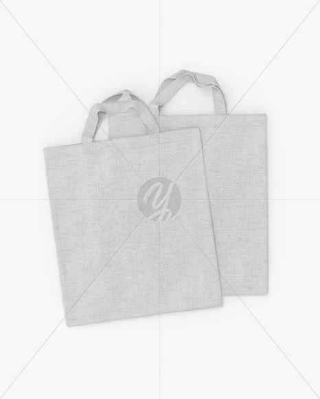 Two Canvas Bags Mockup - Top View