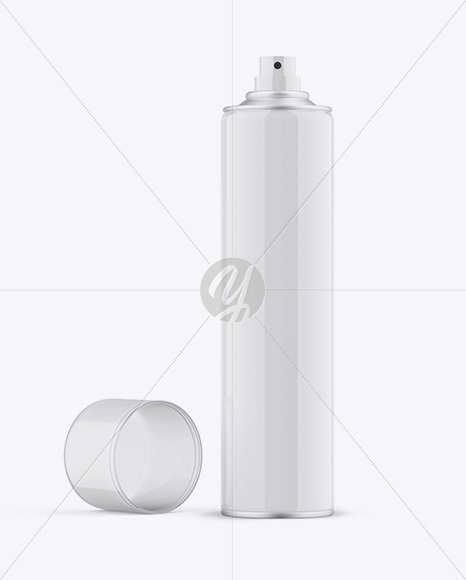 Opened Glossy Spray Bottle With Transparent Cap Mockup