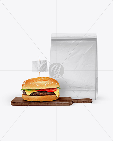 Burger &amp; Bag Mockup