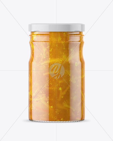 Clear Glass Jar with Orange Jam Mockup Clear Glass Jar with Orange Jam Mockup