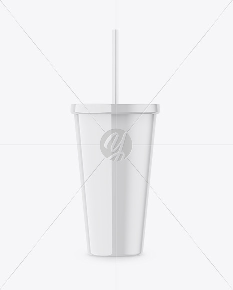 Glossy Soda Cup With Straw Mockup