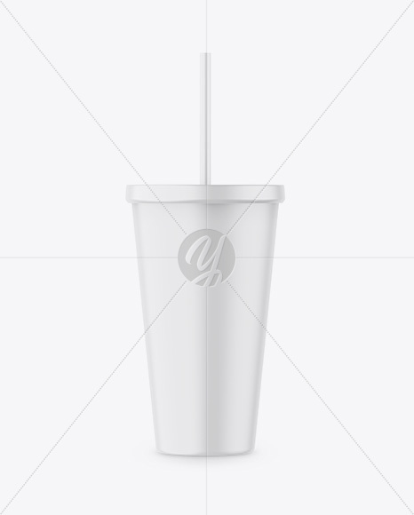 Matte Soda Cup With Straw Mockup