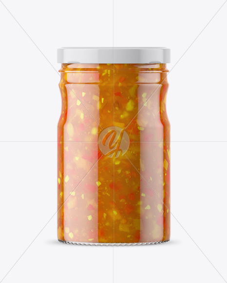 Clear Glass Jar with Sweet &amp; Sour Sauce Mockup