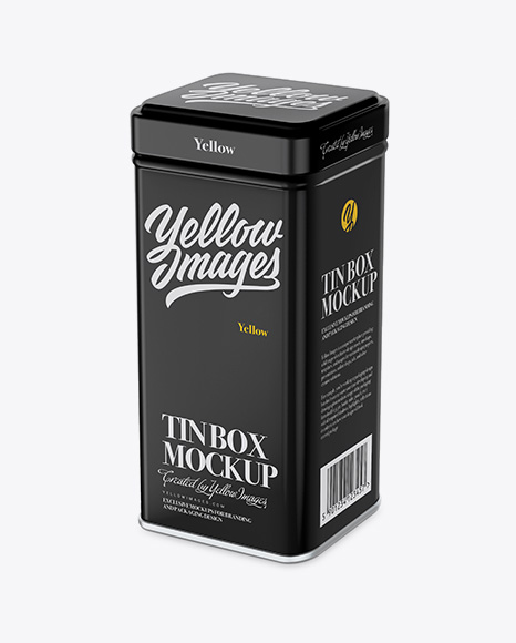 Matte Tin Box Mockup - Half Side View (High Angle Shot) - Tin+3+4+Psd+Mockups