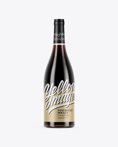 750ml Clear Glass Red Wine Bottle Mockup