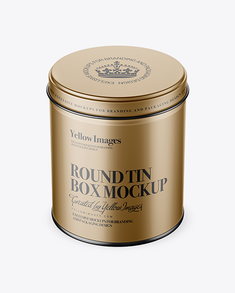 Matte Metallic Round Tin Box Mockup (High-Angle Shot) - Bow+Tie+Mock-up+