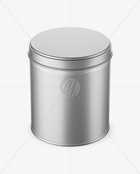 Matte Metallic Round Tin Box Mockup (High-Angle Shot)