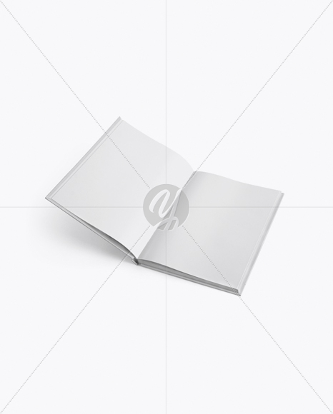 Opened Hardcover Book Mockup - Half Side View