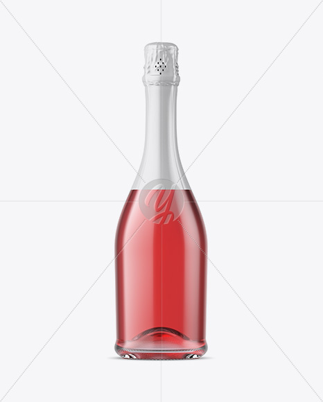 Clear Bottle With Pink Champagne Mockup