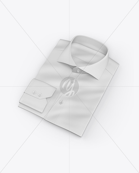 Folded Shirt With Label Mockup - Half Side View (High-Angle Shot)