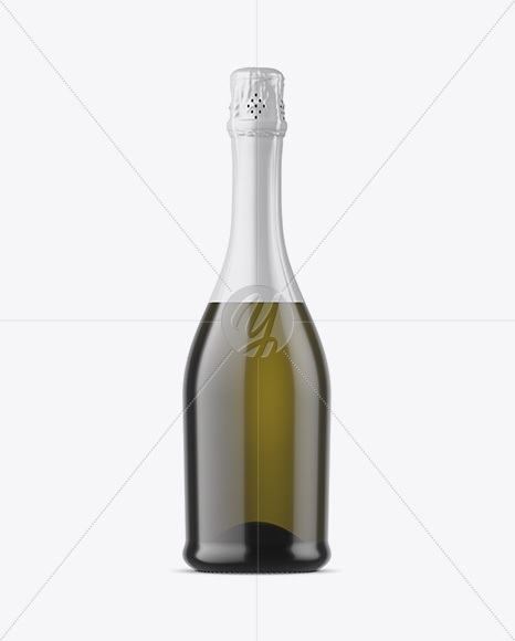 Antique Green Bottle With White Champagne Mockup